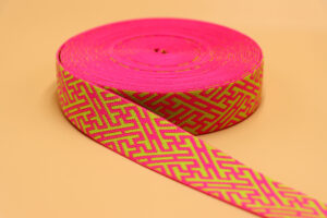 PSC6525 Neon pink green jacquard elastic garment trim by Pro-Stretch